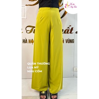 áo dài truyền thống lụa Mỹ  màu cốm,cổ 2 phân , trơn ,