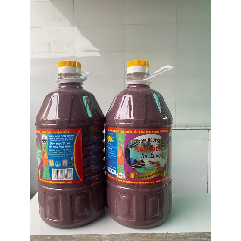 Mắm tôm can 5kg thích hợp cho các quán kinh doanh bún đậu mắm tôm hoặc quán thịt ch*ó