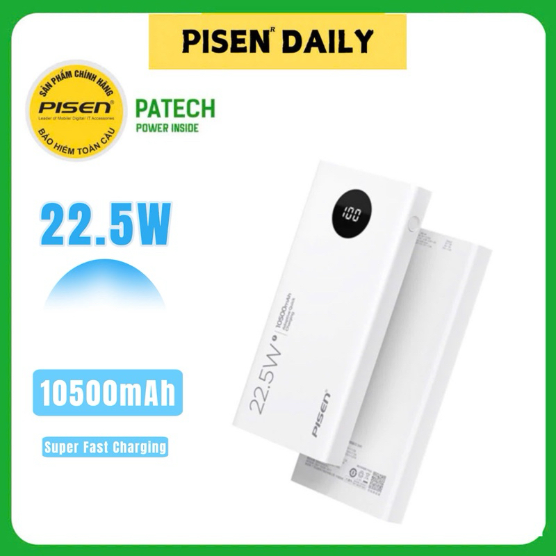 Sạc Dự Phòng Pisen 10500mA (LED) Ultra 22.5W