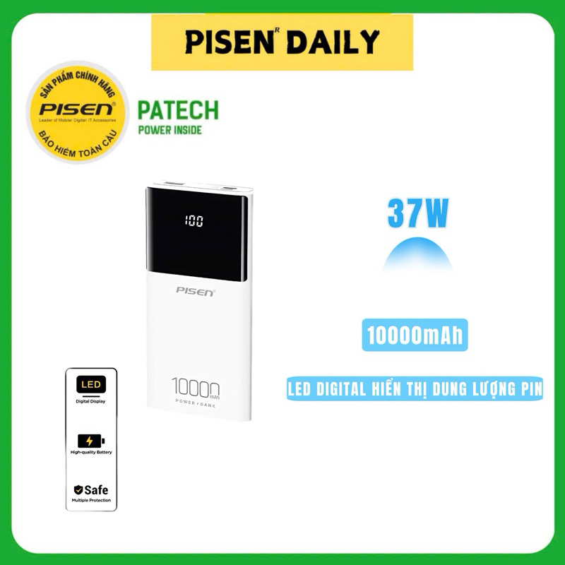 Sạc Dự Phòng Pisen MR WHITE DIGITAL 10000mA