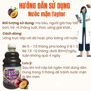 Nước Ép Mận Nguyên Chất Bổ Sung Chất Xơ Taylor 946ml