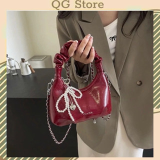  Túi Xách Nữ Đeo Chéo Túi Cầm Tay Quai Rúm Phối Nơ Ngọc Thời Trang QGStore 
