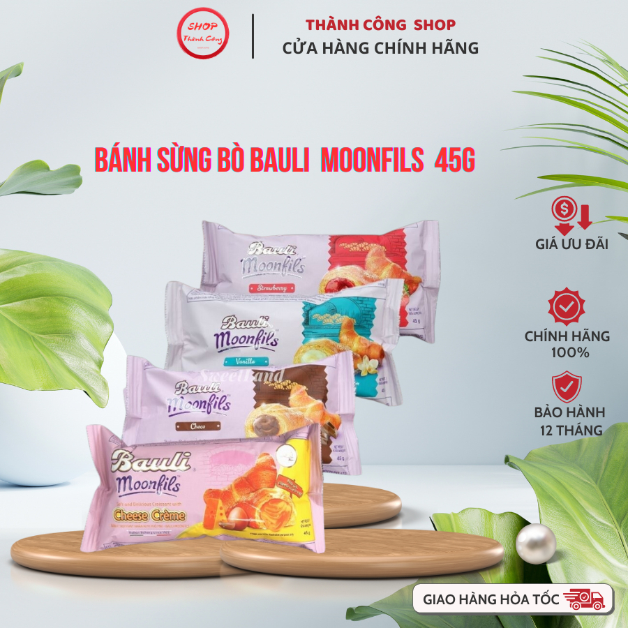 COMBO 5 Bánh Sừng Bò Bauli Moonfils 45g - Bánh ăn sáng tiện lợi giàu dinh dưỡng - Bánh sừng trâu - Đ