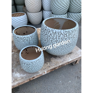 Chậu sứ gốm Bát Tràng  hình Lê men rạn( chỉ Shipt hỏa tốc Shoppee )