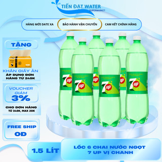   Hỏa Tốc 2H  Lốc 6 Chai Lớn Nước Ngọt Giải Khát Có Ga 7Up Vị Chanh - Chai Nhựa 1500ml 