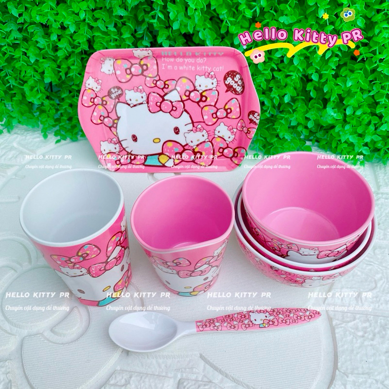 🌸𝐓𝐀̣̆𝐍𝐆 𝐐𝐔𝐀̀🌸 Tô chén ly dĩa muỗng khay Hello Kitty