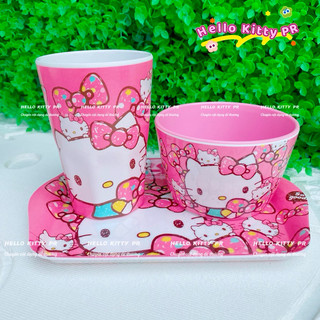 🌸𝐓𝐀̣̆𝐍𝐆 𝐐𝐔𝐀̀🌸 Tô chén ly dĩa muỗng khay Hello Kitty