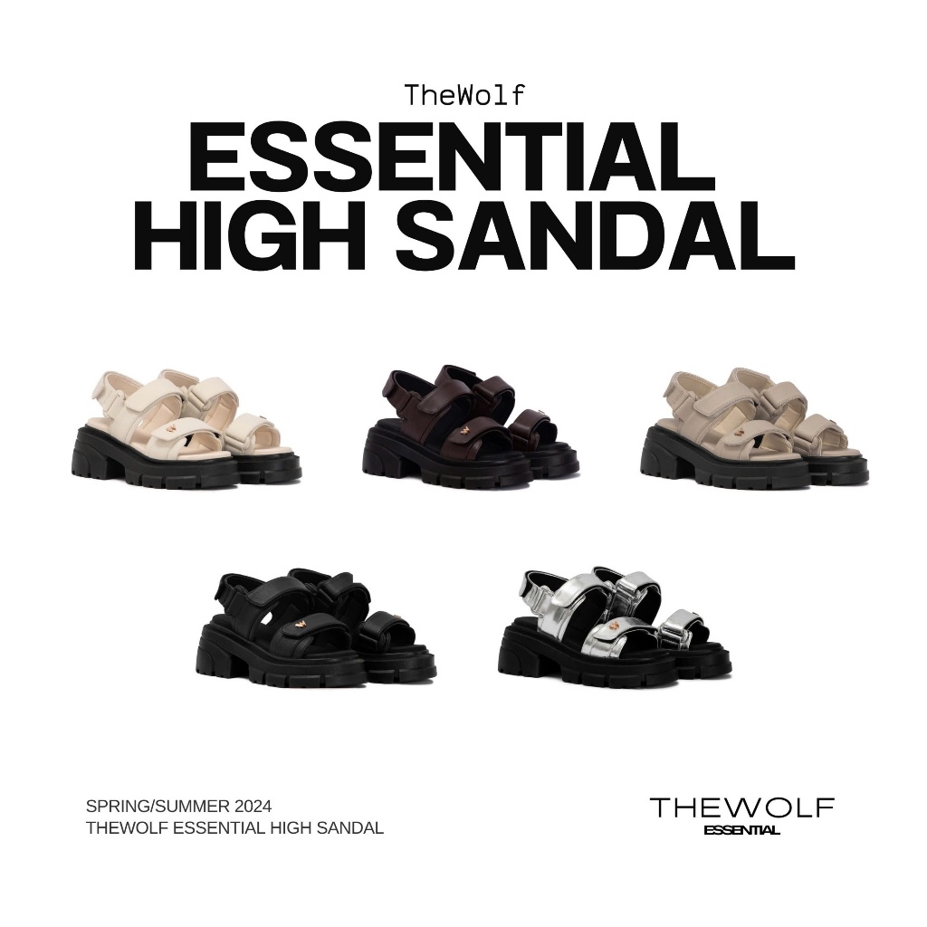 THEWOLF Giày Tăng Chiều Cao Sandal NamNữ THEWOLF ESSENTIAL HIGH SANDAL Đế Cao Lót Êm Ái Quai Dán-Đen Kem Beige Nâu Bạc