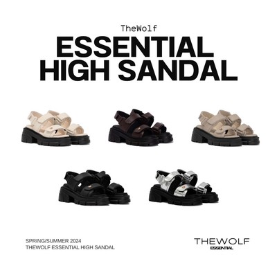 THEWOLF Giày Tăng Chiều Cao Sandal NamNữ THEWOLF ESSENTIAL HIGH SANDAL Đế Cao Lót Êm Ái Quai Dán-Đen Kem Beige Nâu Bạc