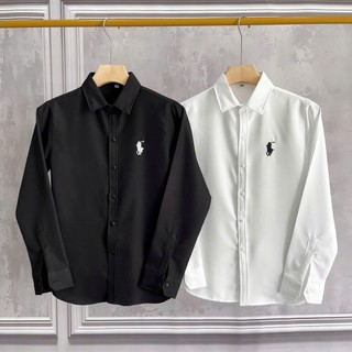  Áo sơ mi nam dài tay áo sơ mi trơn thêu ngực logo ngựa RAPLAUREN chất vải lụa mềm mịn hàng trend 