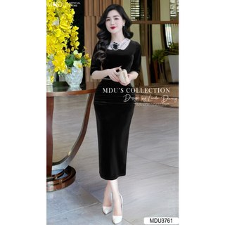 Váy Thiết Kế K48-D2-1 MDU3761 Thiết Kế Dáng Ôm Body Thanh Lịch, Chất Nhung Tuyết Hàn Cao Cấp Từ MDU