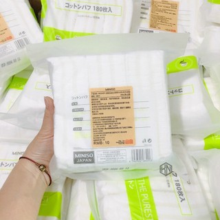 Bông tẩy trang miniso 180 miếng ( đầy đủ tem)