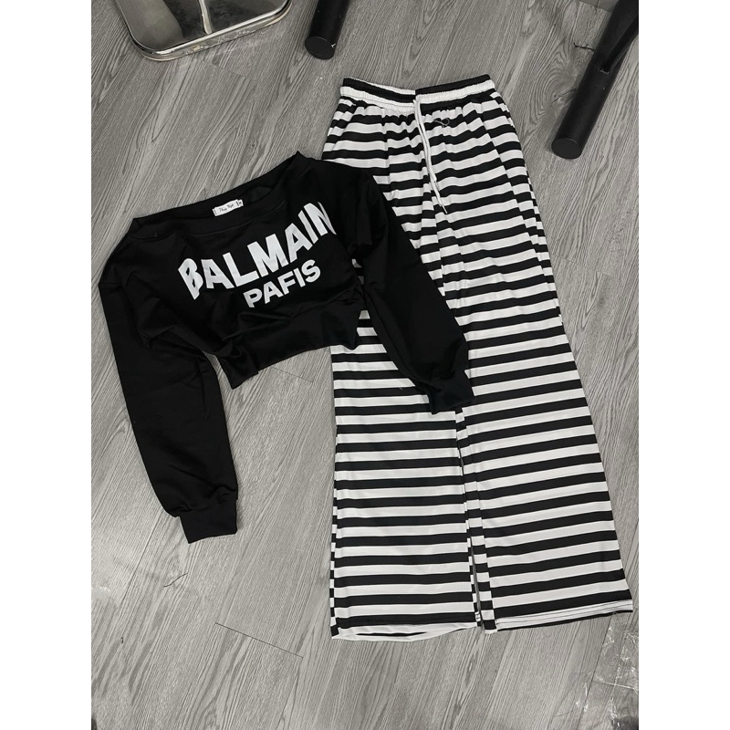 set quần áo balmain trễ vai