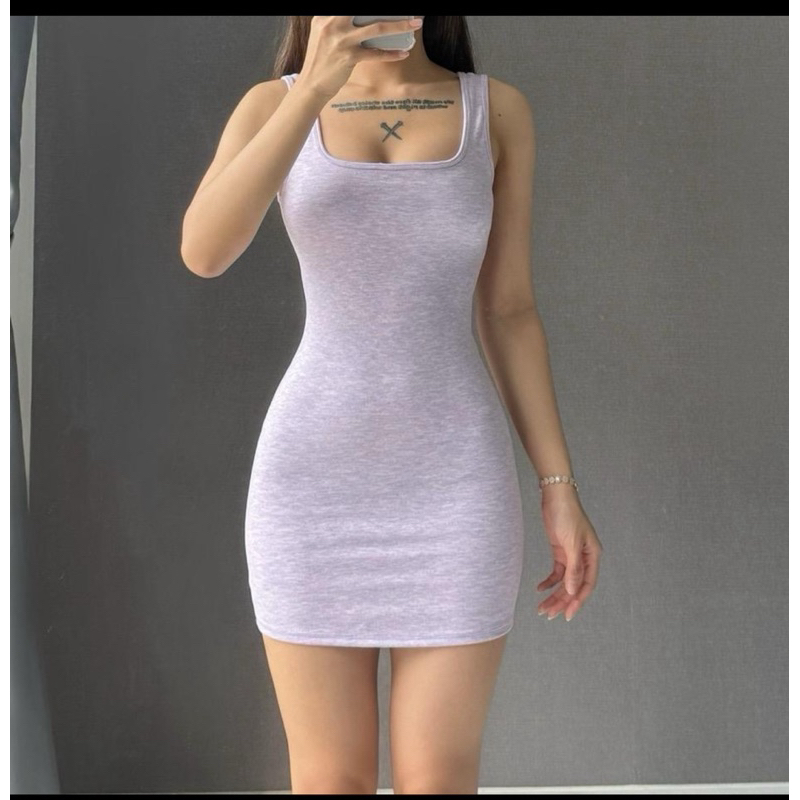 Đầm body nữ cổ vuông thun dày basic cá tính Lolystore | BigBuy360 - bigbuy360.vn