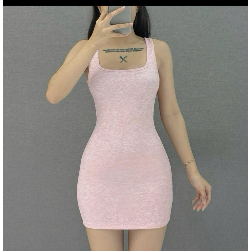 Đầm body nữ cổ vuông thun dày basic cá tính Lolystore | BigBuy360 - bigbuy360.vn