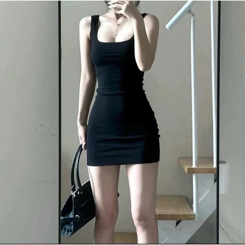 Đầm body nữ cổ vuông thun dày basic cá tính Lolystore | BigBuy360 - bigbuy360.vn