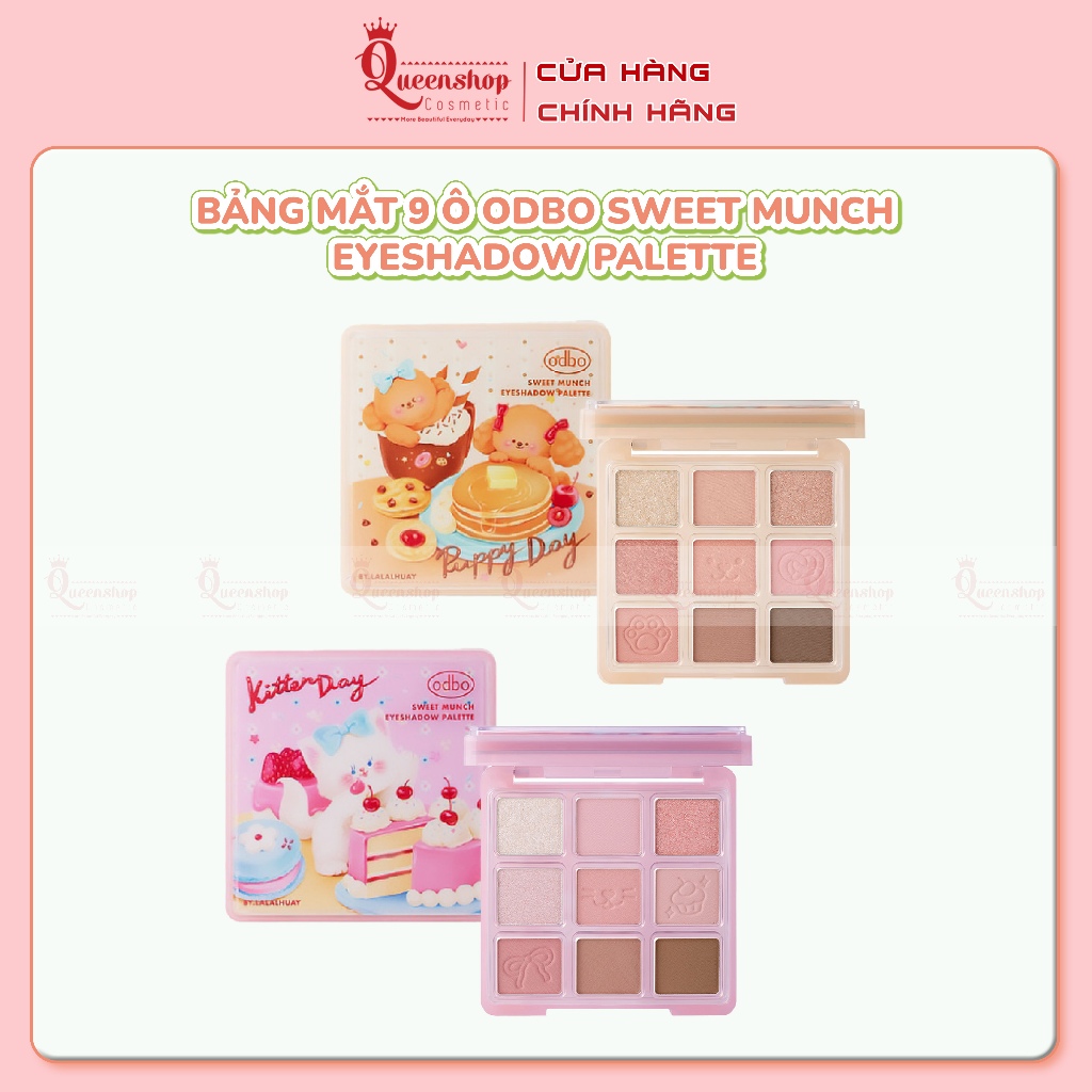 [ODBO] Bảng Phấn Mắt 9 Ô Odbo Kitten Day & Puppy Day Mèo & Cún Con Tặng Kèm Kẹp Tóc Sweet Munch 9g