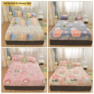Bộ Ga Gối Nỉ Nhung Sữa Họa Tiết 3D Bo Chun Siêu Mềm Mịn Sang Trọng Nhập Khẩu Cao Cấp Đủ Kích Thước