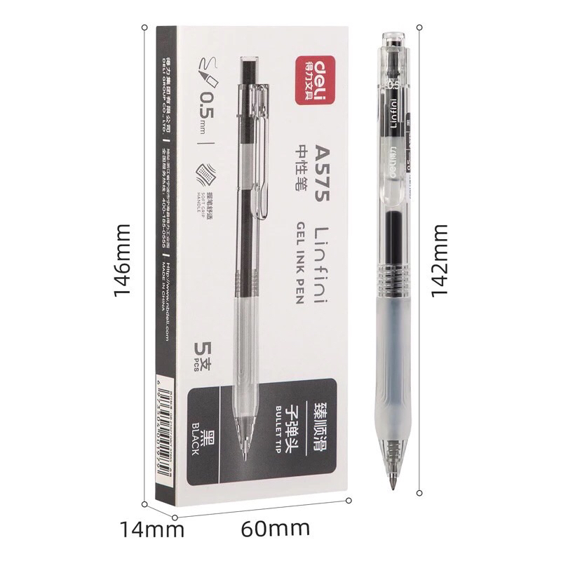 combo 2 cay bubấm deli A575 có 2 màu lựa chọn (đen,xanh) có ruột thay