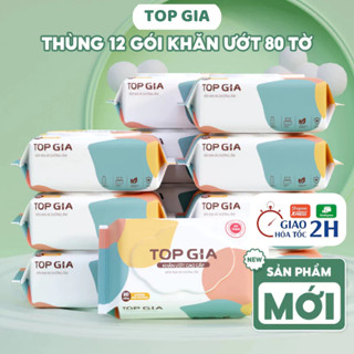 Thùng 10 gói Khăn ướt 800 tờ Topgia giấy ướt không mùi không parabens mềm mịn an toàn dành cho em bé