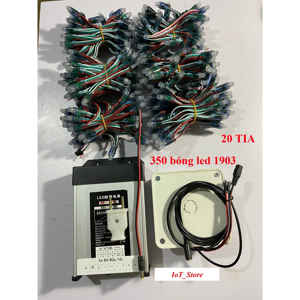 Combo Led Pháo Hoa Tết 2025 DIY Tự Làm. Gồm Hộp Mạch Điều Khiển, Nguồn 5V/70A, Led 1903 Chống Nước I