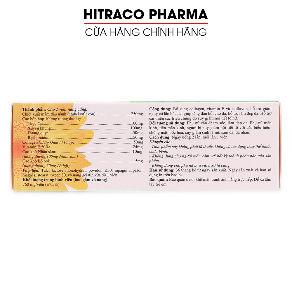 Viên uống nội tiết tố Hương Nắng Xuân hỗ trợ đẹp da, giảm sạm da, cân bằng nội tiết tố - Hộp 30 viên