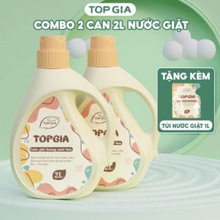 Nước giặt xả sắc hương Top Gia 2in1, can 2L giúp làm sạch khuẩn, lưu hương 24H
