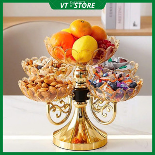  Khay Mứt 2 Tầng Đựng Đồ Tết Sang Trọng Khay Đựng Bánh Kẹo 5 Cánh Nhựa Cao Cấp Khay Đựng Mứt Tết Xoay 360 Độ 