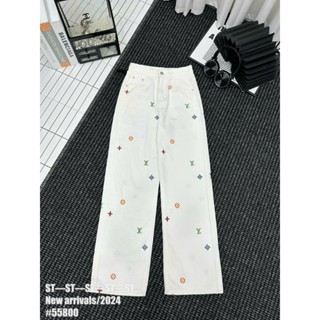  Quần dài jean dneim bò dáng suông trắng thêu nổi Mía QCCC QCL1 QD0442 #6268 
