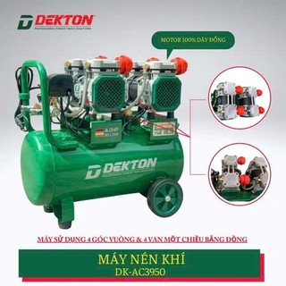 [CHÍNH HÃNG] Máy Nén Khí 4HP/50L Dekton Khong Dầu / DK-AC3950 / 42 Giây Đầy Bình/50L, 100% Dây đồng, Bảo hành 12 tháng