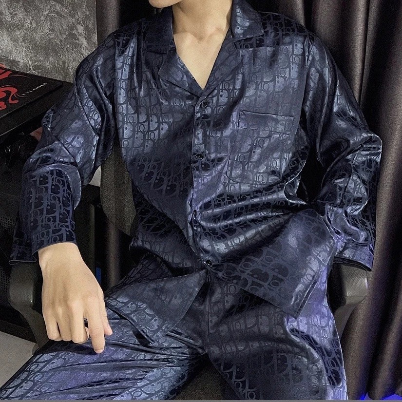 Bộ đồ ngủ Pijama Nam Nữ cộc tay chất vải lụa gấm vân chìm dio mềm mại