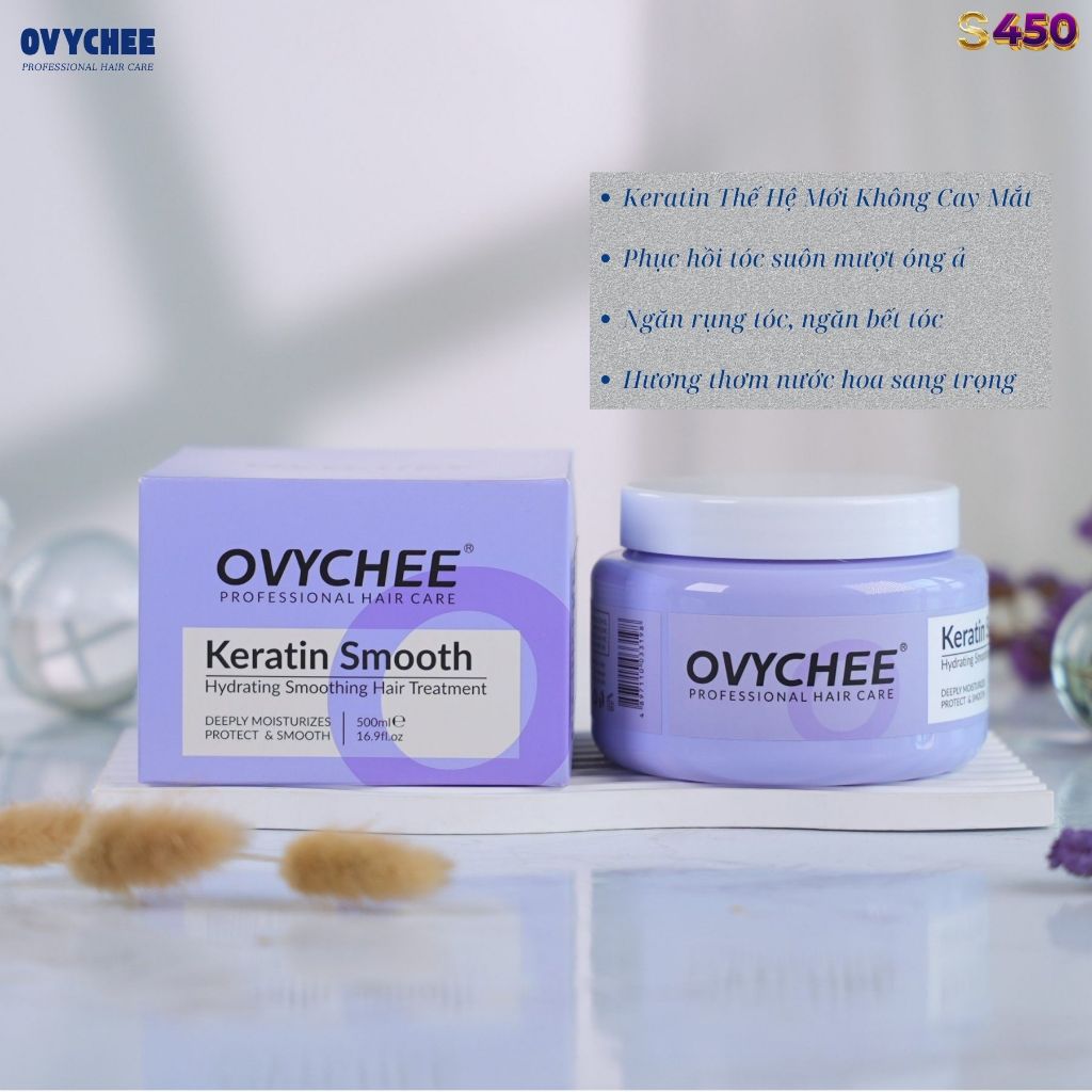 Kem Hấp Ủ Tóc OVYCHEE KERATIN SMOOTH 500ml Phục Hồi ,Dưỡng Ẩm Và Bảo Vệ Tóc Chắc Khoẻ