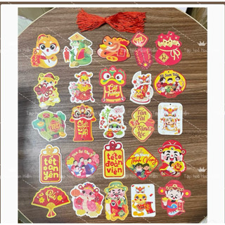 (Set 50-100c) Tag/liễn Chibi mẫu 2025 trang trí Tết có dây treo