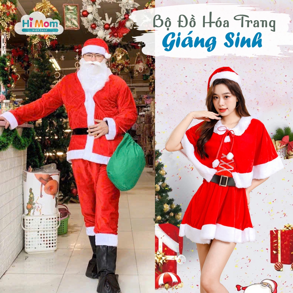 Bộ Hóa Trang Ông Già Noel Nam Và Váy Noel Cho Nữ - Nhiều Chi Tiết - Chất Liệu Nhung Xịn Đẹp Cho Mùa Giáng Sinh