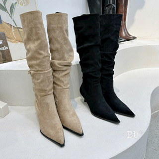 Bốt đùi nữ nhăn chất da lộn cao cấp