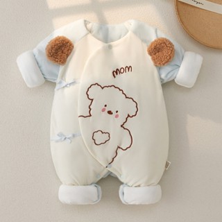 Bộ bodysuit lót bông ấm cho bé trai bé gái sơ sinh, quần áo sơ sinh mùa đông hàng Quảng Châu cao cấp _ BD121