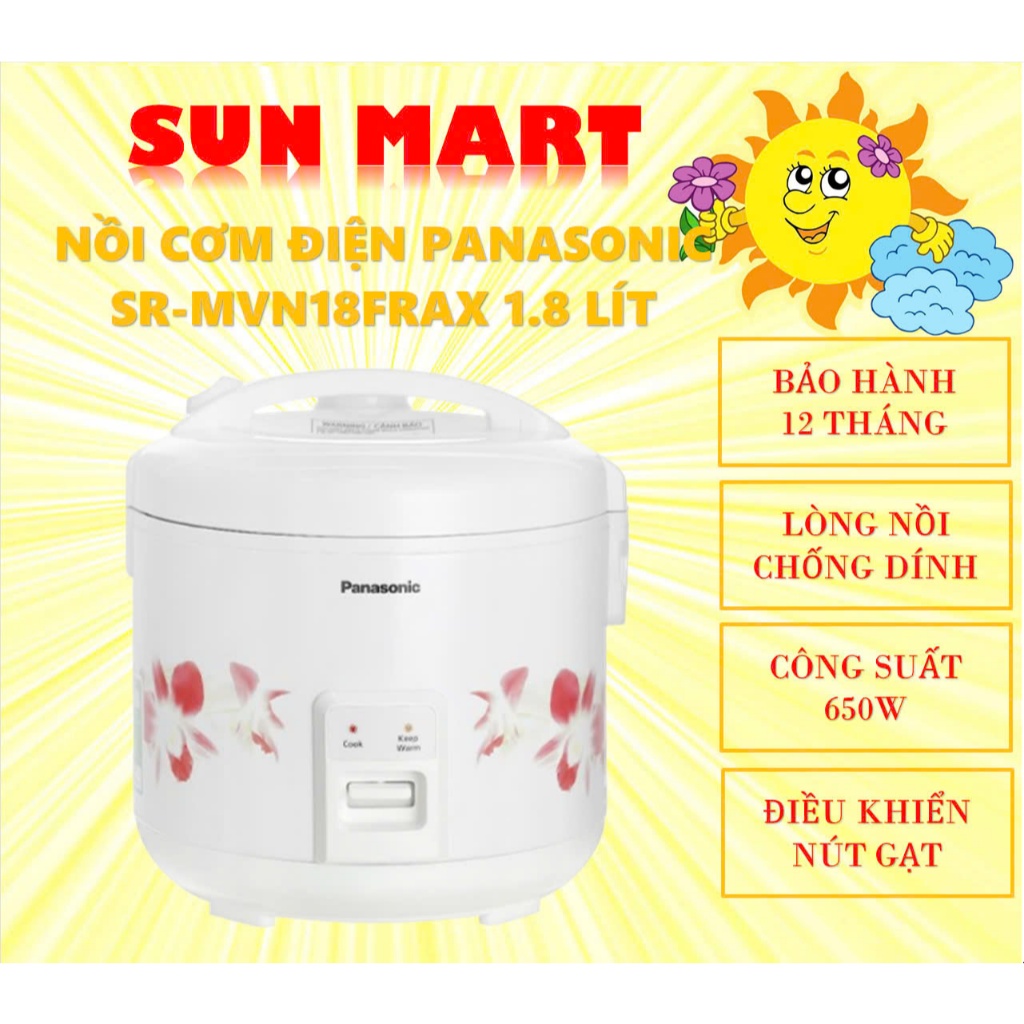 Nồi cơm điện Panasonic SR-MVN18FRAX & SR-MVN18LRAX 1.8 lít, chính hãng, bảo hành 12 tháng toàn quốc