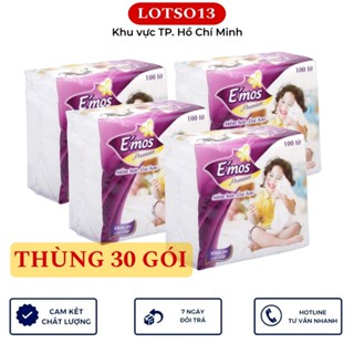 (1 thùng) Combo 30 gói khăn giấy ăn Emos cao cấp loại lớn mẫu mới