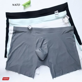 Quần Lót Boxer Nam RELAX Vải Lụa Băng Tự Nhiên 100% Thun Lạnh Cao Cấp Màu Đen Trơn Co Giãn NATO