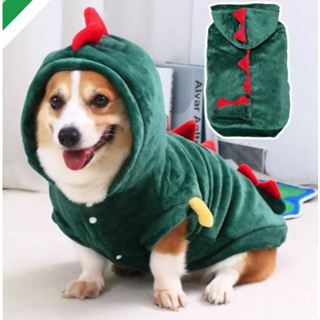 Áo Cho Chó To - Áo Thu Đông Cho Corgi, Samoyed, Golden chất Nhung Bông Hình Con Khủng long