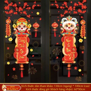 Decal Tết 2025, decal dán kính Tết chữ tiếng Việt in 2 mặt trang trí năm mới nhiều mẫu