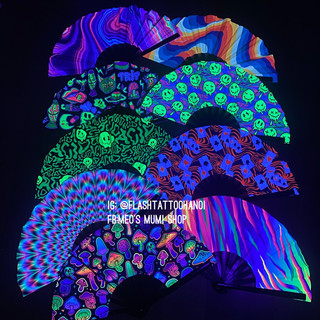 Quạt xếp cầm tay vải huỳnh quang uv | Quạt Rave | Phụ kiện Rave -  Phụ kiện EDM - Music festival - Lễ hội âm nhạc