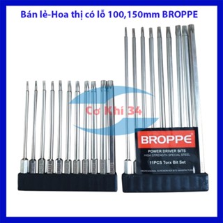  Bán lẻ - Mũi bắn vít hoa thị có lỗ dài 100mm - 150mm chuôi lục giác cho máy khoan máy bắn vít hãng BROPPE 