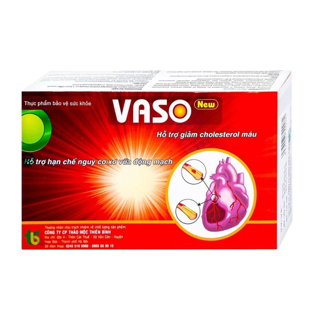 Viên Uống Giảm Mỡ Máu Vaso New Giúp Giảm Nguy Cơ Xơ Vữa Động Mạch, Nhồi Máu Cơ Tim (Hộp 30 Viên)