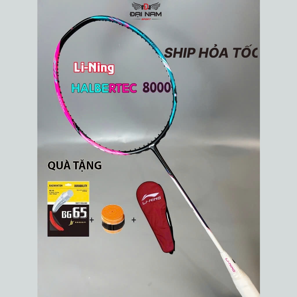 [SƠN LOGO] Vợt Cầu Lông Lining Halbertec 8000 Carbon 4U Căng 11kg Căng Max 13kg + Cuốn Cán Và Túi