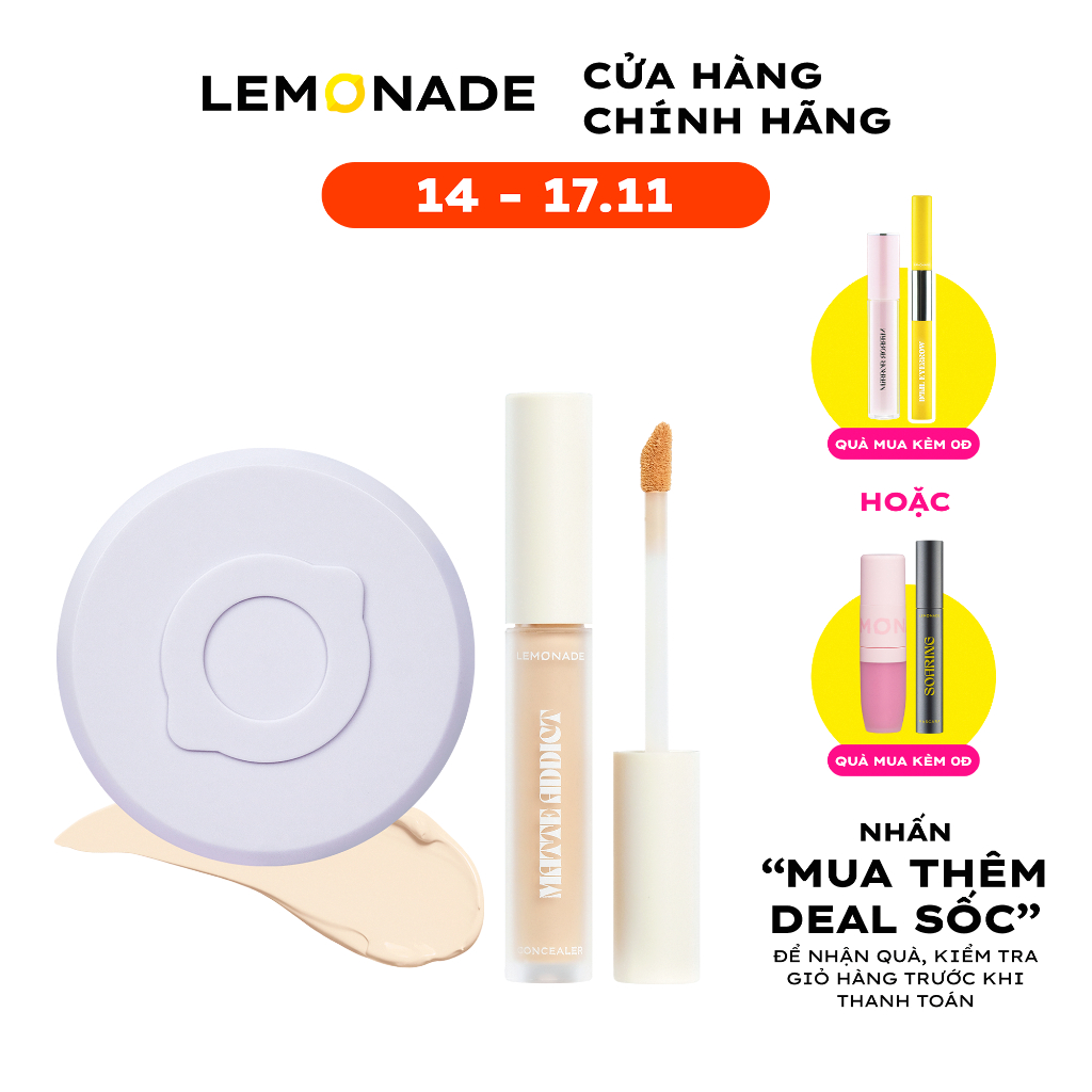 Combo Lemonade Phấn Nước Supermatte No Makeup Cushion 15g,Kem Che Khuyết Điểm Matte Addict Concealer 3g