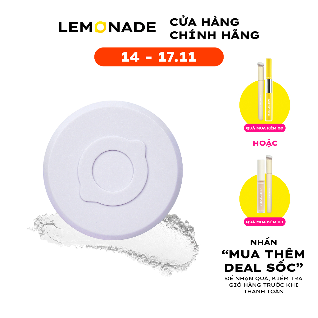 Phấn phủ mỏng nhẹ kiềm dầu thuần chay chống nắng Lemonade Supermatte No Makeup Loose Powder 9g