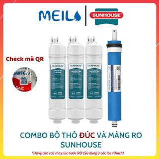 Combo 4 Lõi Lọc Nước Sunhouse Gồm Bộ Thô Cắm Nhanh Dạng Đúc Và Màng RO Dùng Cho Các Máy Lọc Nước RO....