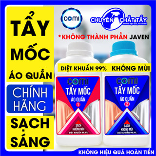 Combo tẩy mốc cóc, thâm kim, ố vàng quần áo Comi, tẩy trắng quần áo, tẩy cho đồ màu, tẩy áo trắng