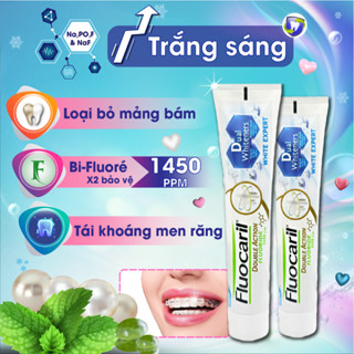 Kem đánh răng trắng răng Sabai Fluocaril White Expert vị Bạc Hà, kem đánh răng niềng răng Sabai Care